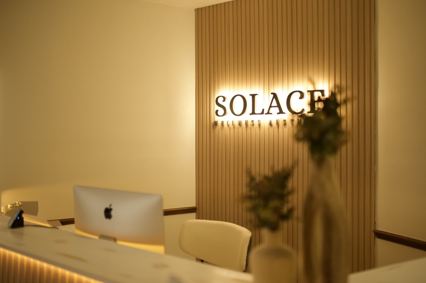 Solace Wellness Aesthetics reception area in Fort Myers