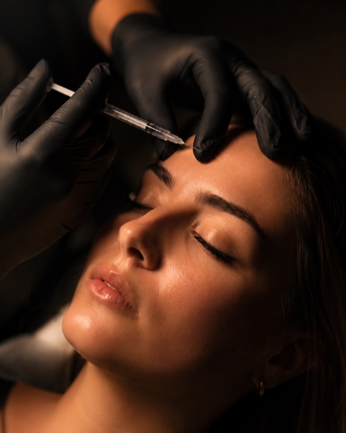 Botox injection treatment at Solace Wellness Aesthetics Fort Myers FL — black gloves precision injection