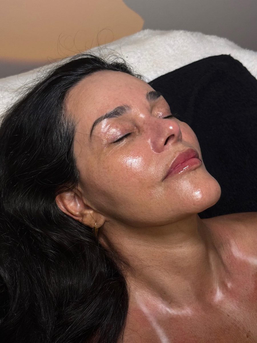 Patient after Inner Lift Ritual facial treatment at Solace Wellness Aesthetics Fort Myers FL — visibly lifted, luminous skin